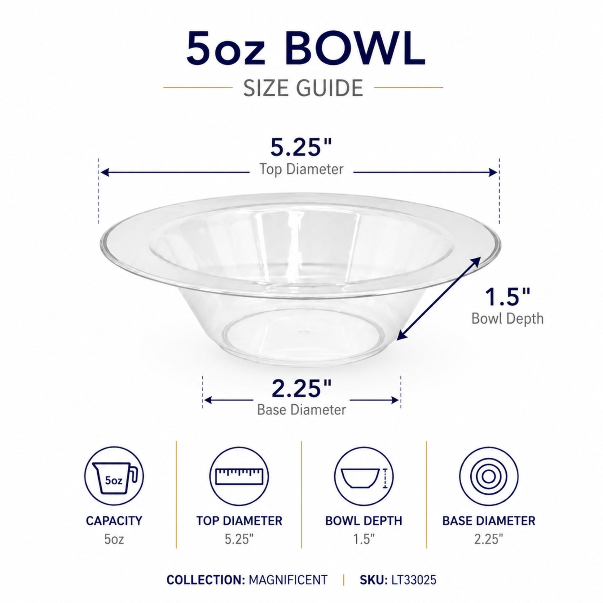 *JUMBO PACK*5oz Bowls Clear Heavyweight Plastic Magnificent Bowls Lillian