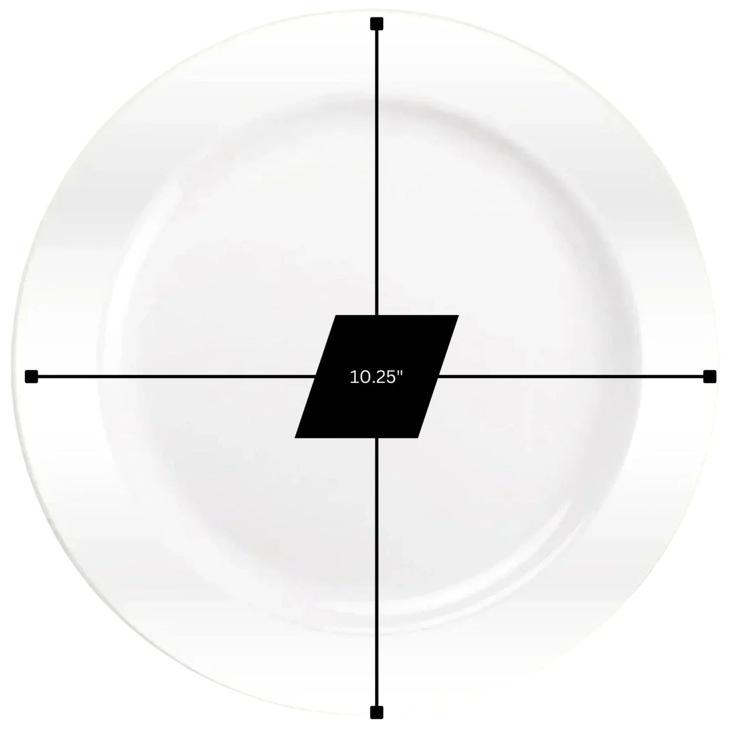 Measurement scale on a white plate with a black square and measurement text.
