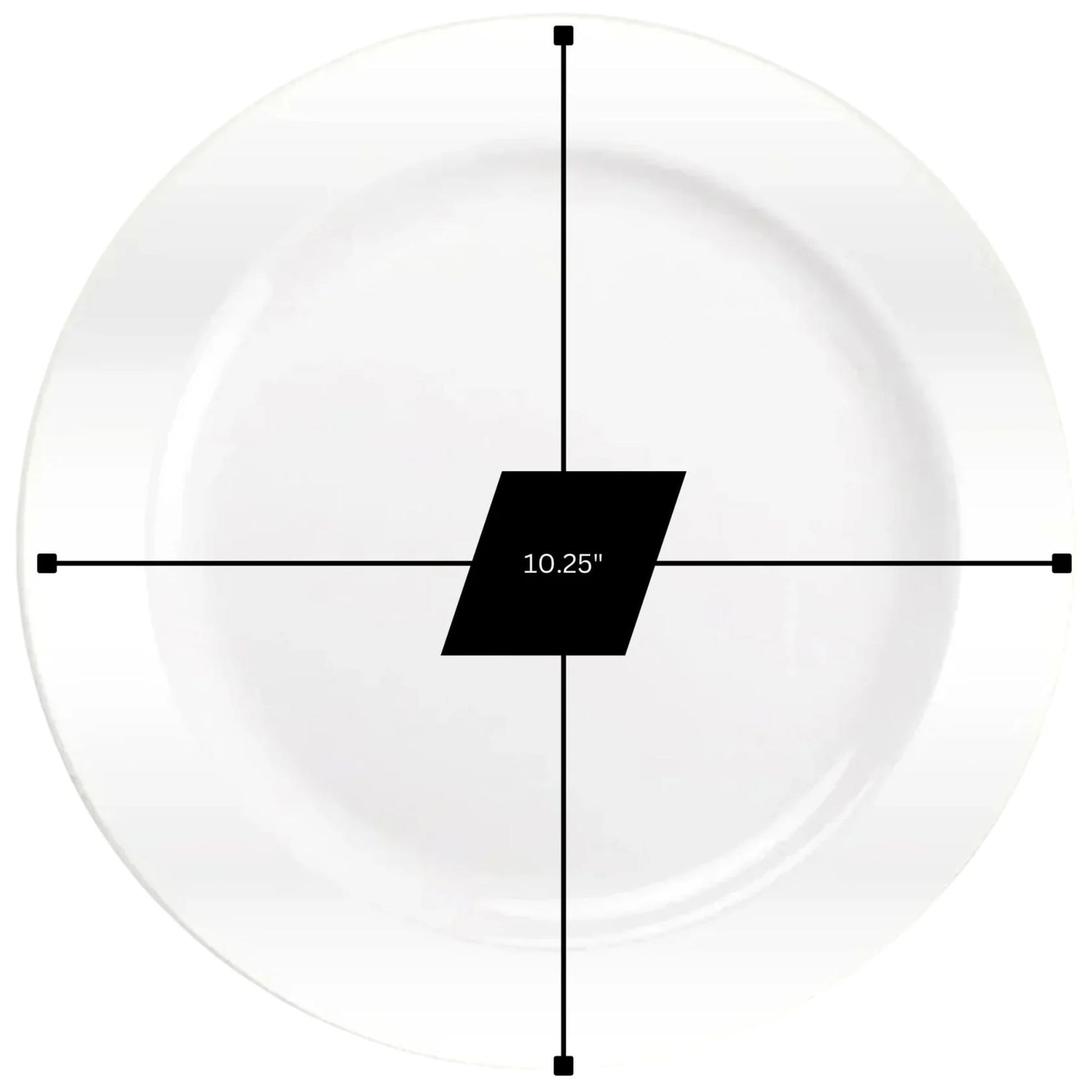 Measurement scale on a white plate with a black square and measurement text.