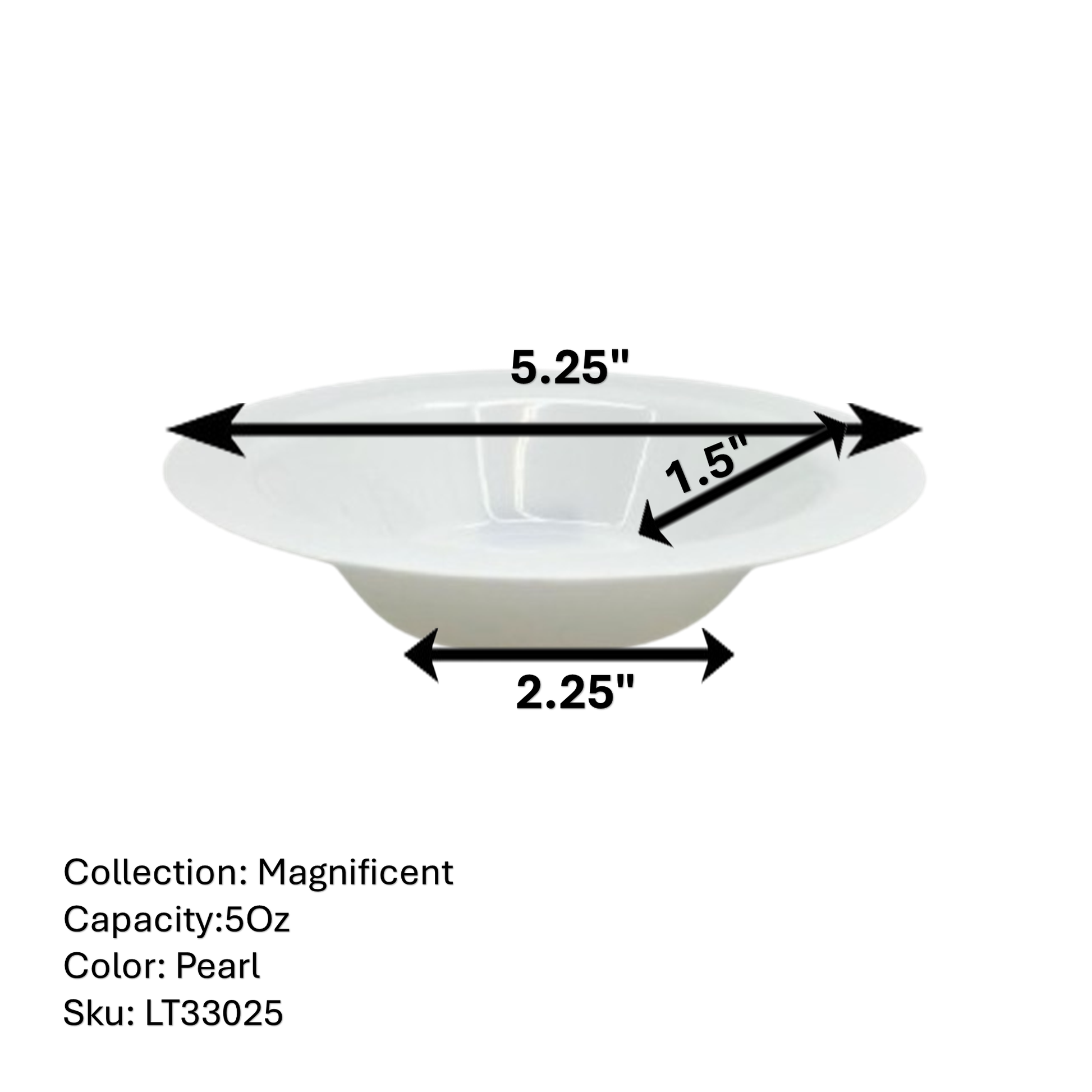 "BULK" Magnificence Heavyweight 5oz Plastic Bowls Value Pack White Pearl Bowls Lillian   