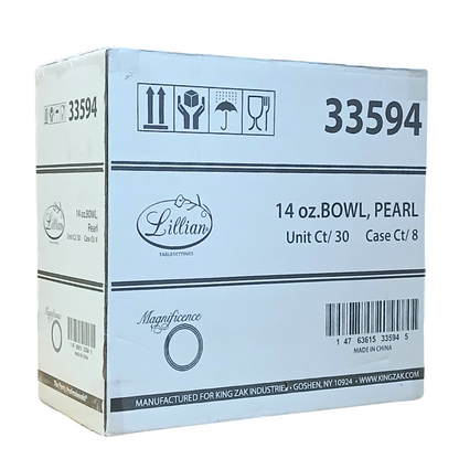 Magnificent Heavyweight 14oz Plastic Bowls Value pack White Pearl: 24CT Bowls Lillian