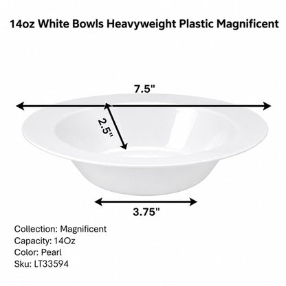 *WHOLESALE* 14oz White Bowls Heavy weight Plastic Magnificent 240/Case Bowls Lillian