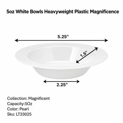 *WHOLESALE* 5oz White Bowls Heavy weight Plastic Magnificent 240/Case Bowls Lillian