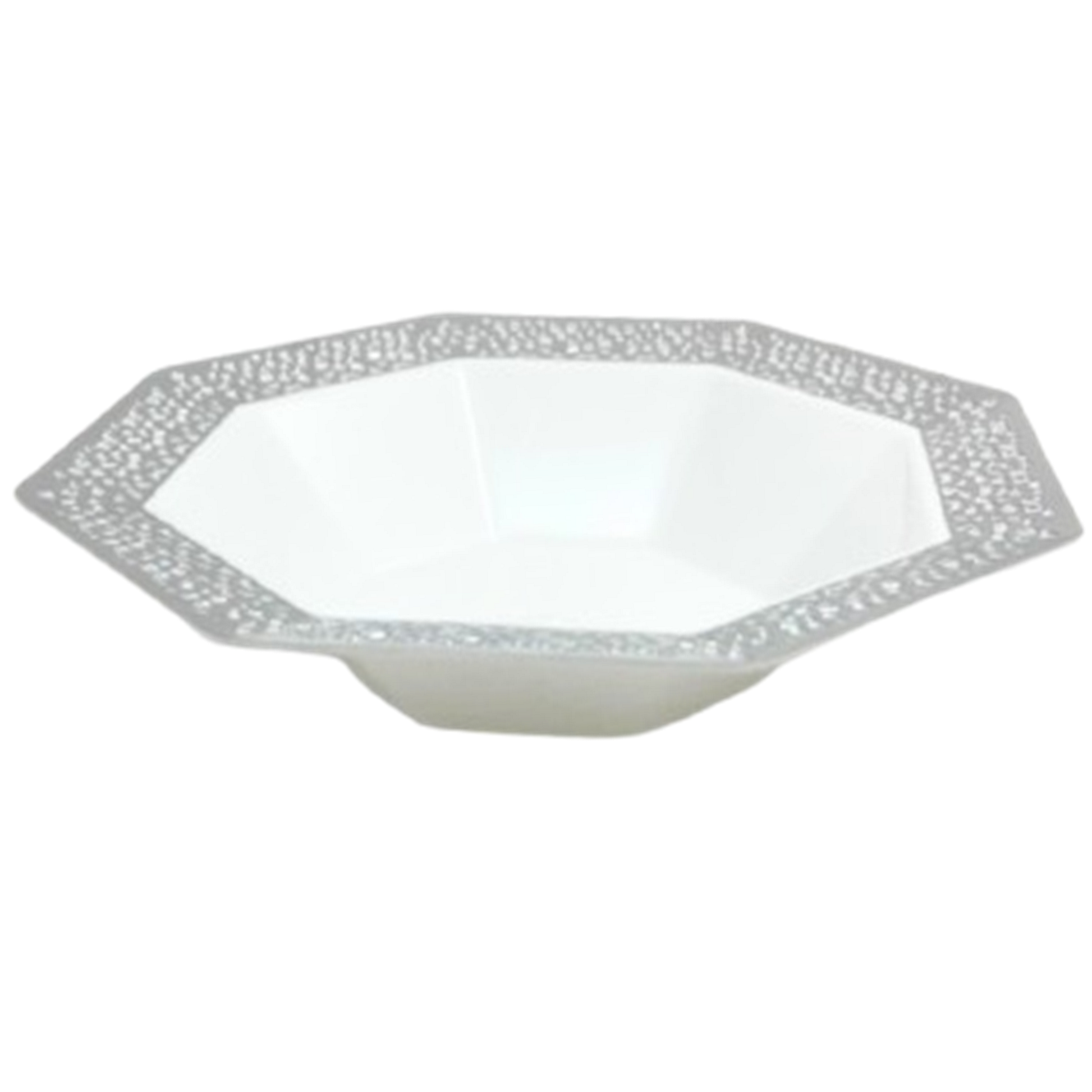 Lacetagon Silver Rim Pearl Bowl 14 oz Bowls Lillian   