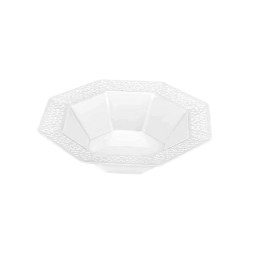 Lillian Tablesettings Lacetagon Plastic Plate Pearl 5 oz Bowls Lillian   