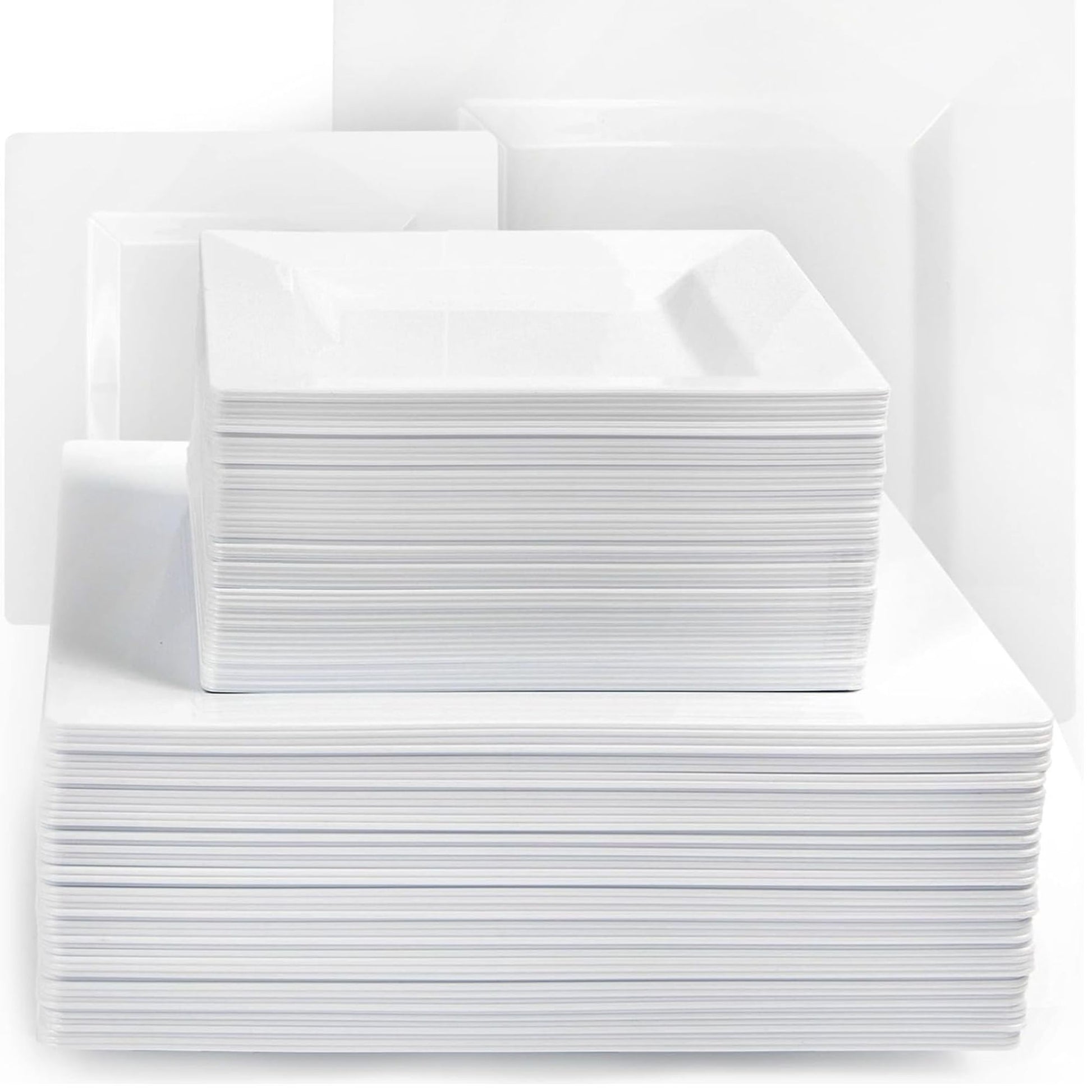 Stack of white envelopes on a white background
