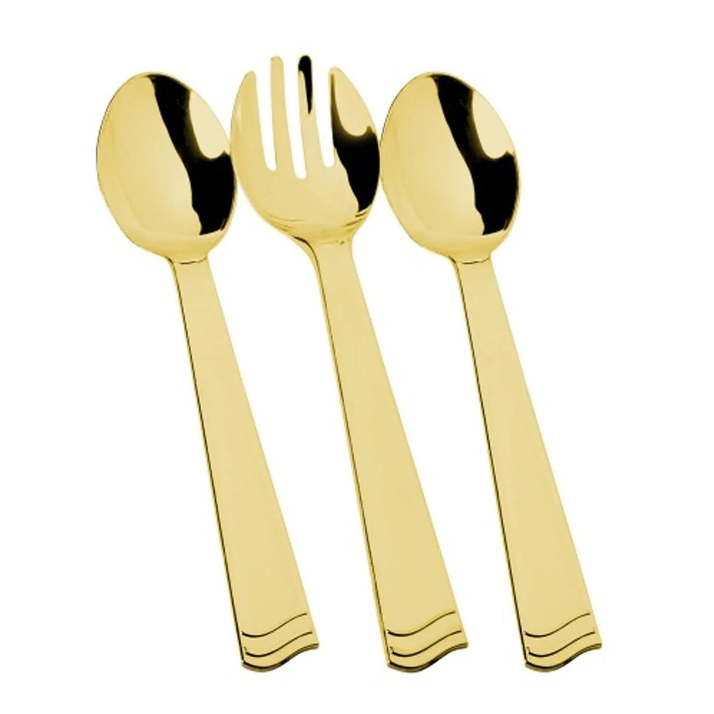 Serving Set 1 Fork & 2 Spoon Polished Gold 10" Tablesettings Lillian   