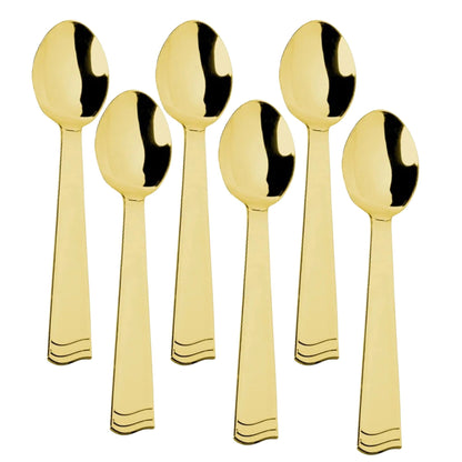 Lillian Tablesetting Polished Plastic Serving Spoon Gold 10" Disposable Spoons Lillian