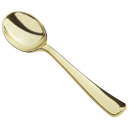 *BUY BULK* Lillian Polished Gold Spoon – Premium BPA-Free Plastic Disposable Cutlery Tablesettings Lillian Tablesettings