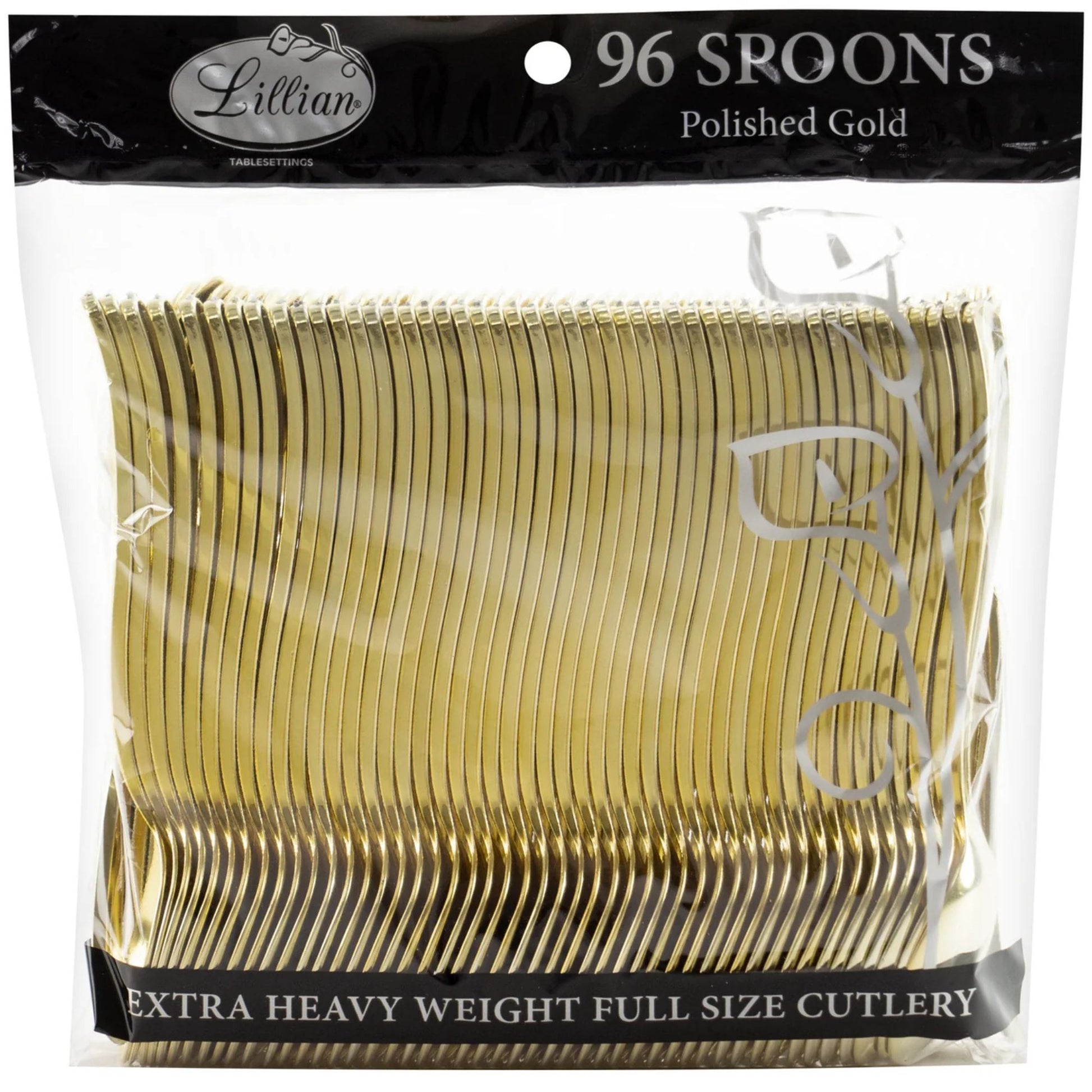 *BUY BULK* Lillian Polished Gold Spoon – Premium BPA-Free Plastic Disposable Cutlery Tablesettings Lillian Tablesettings