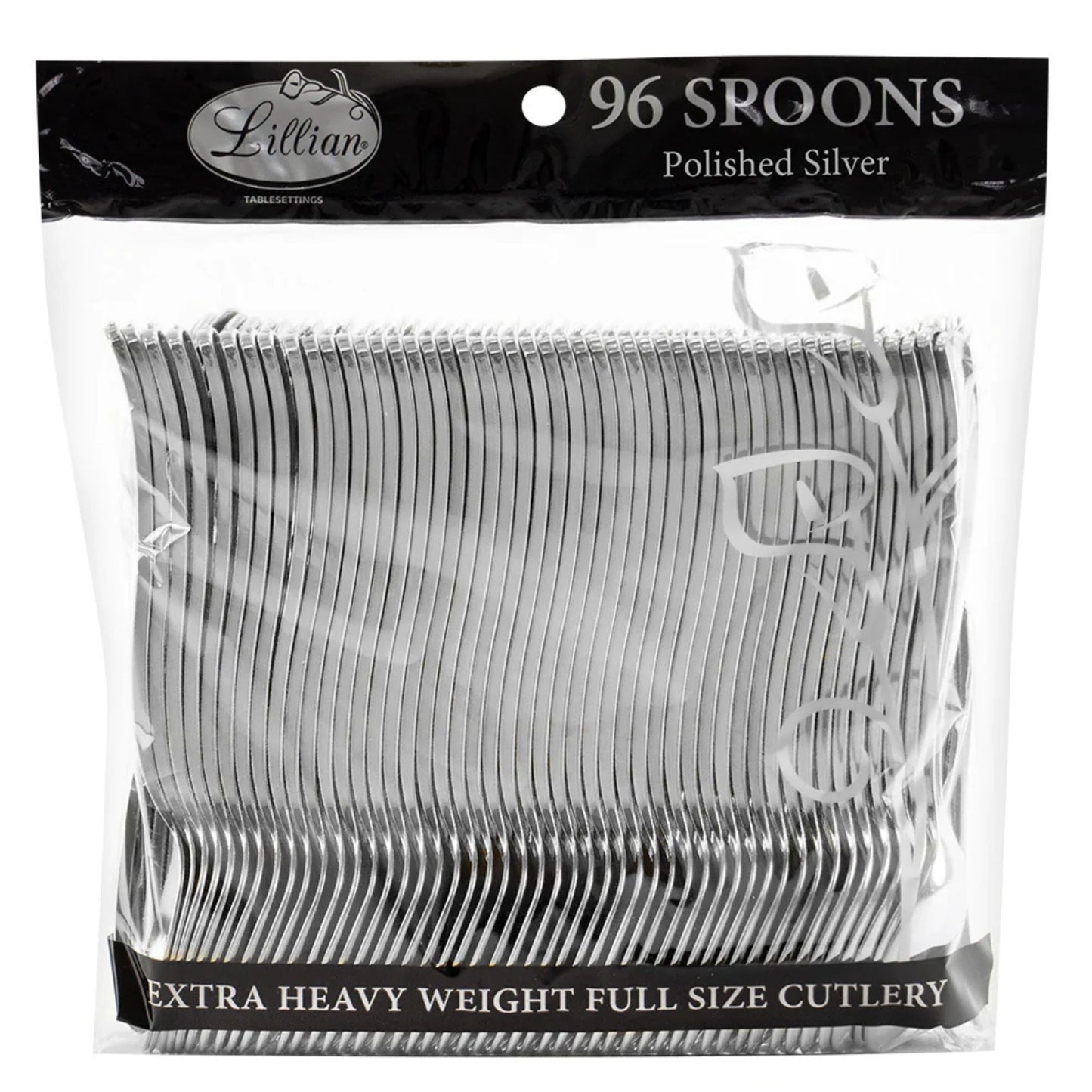 *BUY BULK* Lillian Polished Silver Spoon – Premium BPA-Free Plastic Disposable Cutlery Tablesettings Lillian Tablesettings