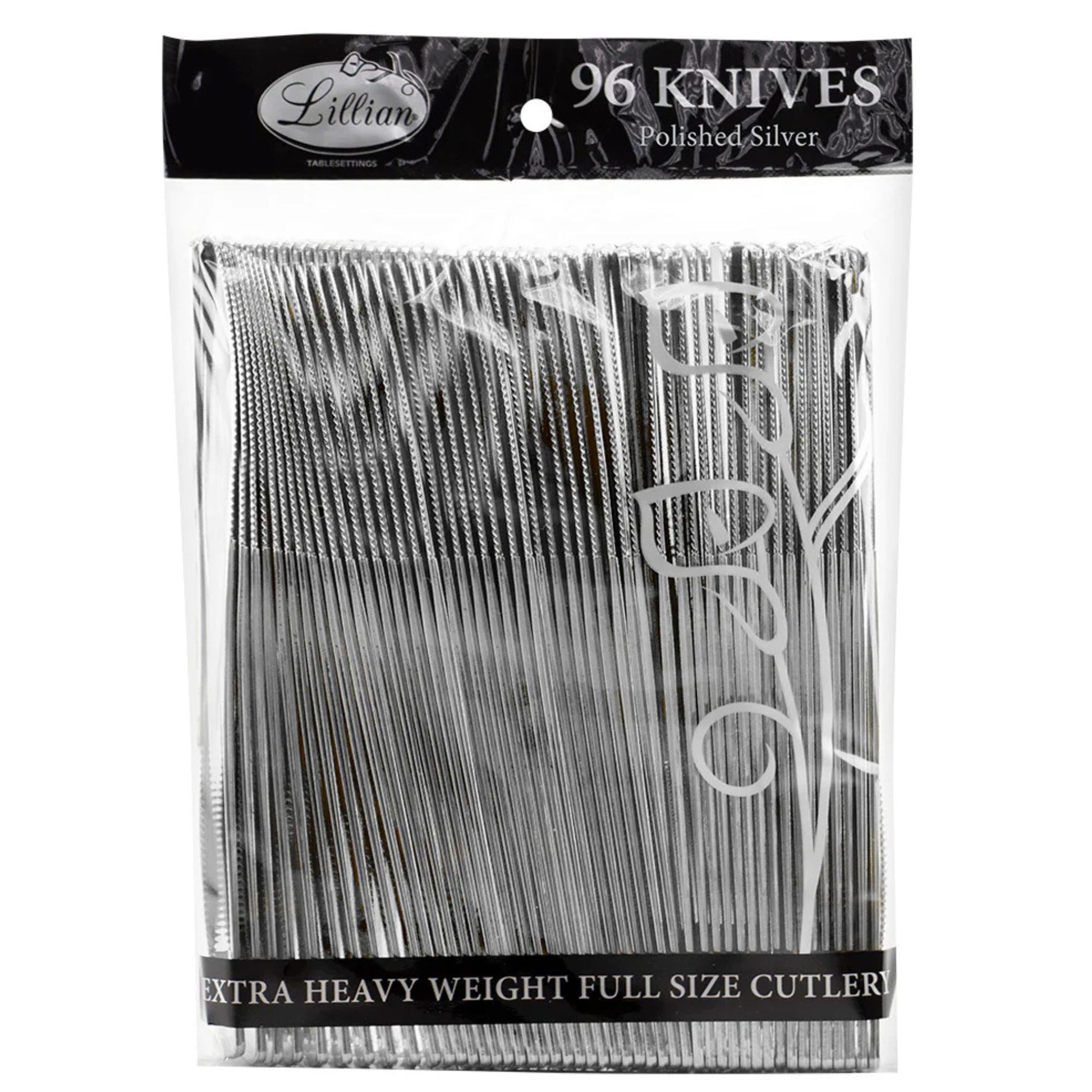 *BUY BULK* Lillian Polished Silver Knife – Premium BPA-Free Plastic Disposable Cutlery Tablesettings Lillian Tablesettings