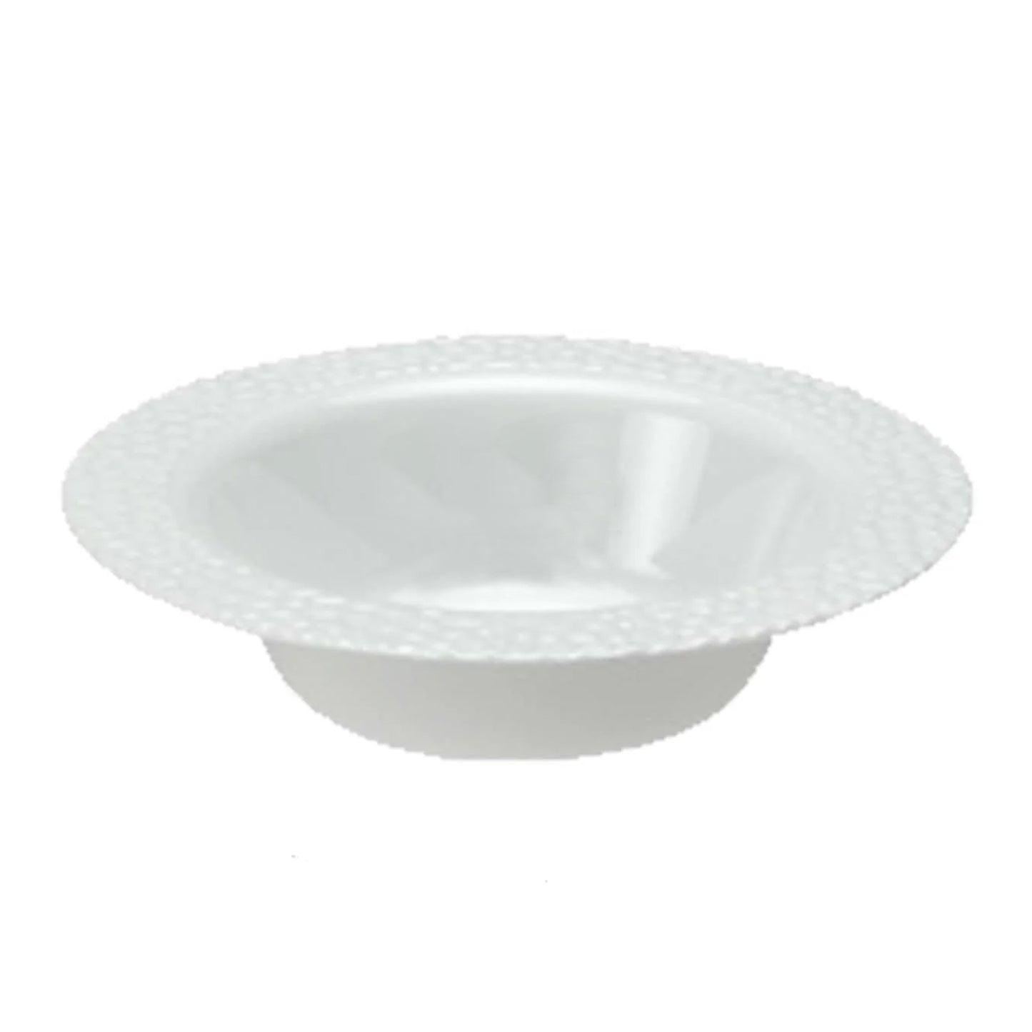 Pebbled Plastic Dessert Bowl White Rim 5 oz Elegant Bowls Lillian   