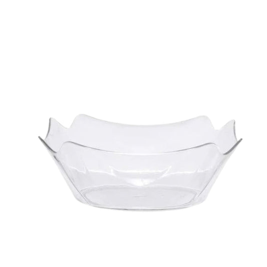 Clear plastic bowl on a white background