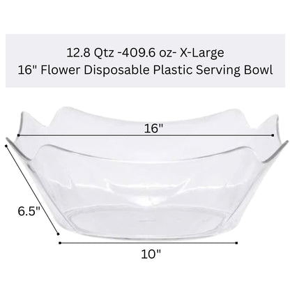 12.8 Qtz -409.6 oz- X-Large 16" Flower Disposable Plastic Serving Bowl