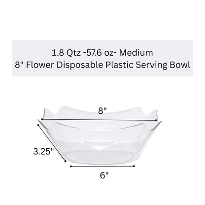 1.8 Qtz -57.6 oz- Medium 8" Flower Disposable Plastic Serving Bowl