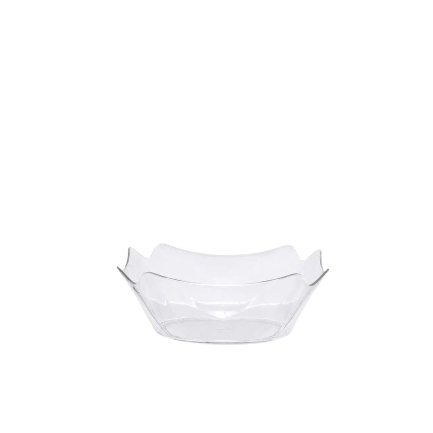 Clear plastic bowl on a white background