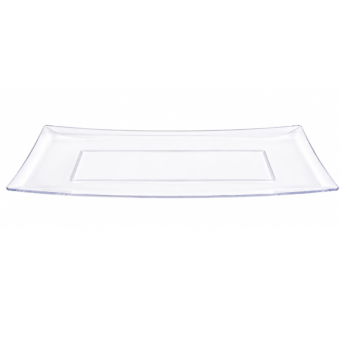 13" x 6.25" Rectangular Clear Plastic Condiment Tray – Elegant Serving Platter for Appetizers, Snacks, Desserts & Parties Disposable Serving Trays Lillian