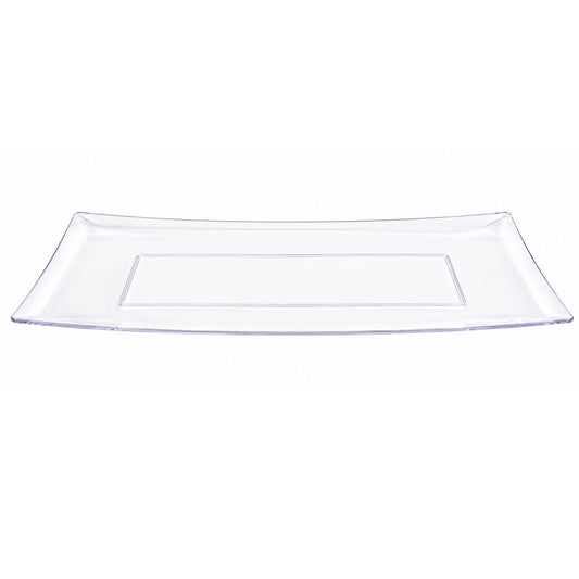 13" x 6.25" Rectangular Clear Plastic Condiment Tray – Elegant Serving Platter for Appetizers, Snacks, Desserts & Parties Disposable Serving Trays Lillian