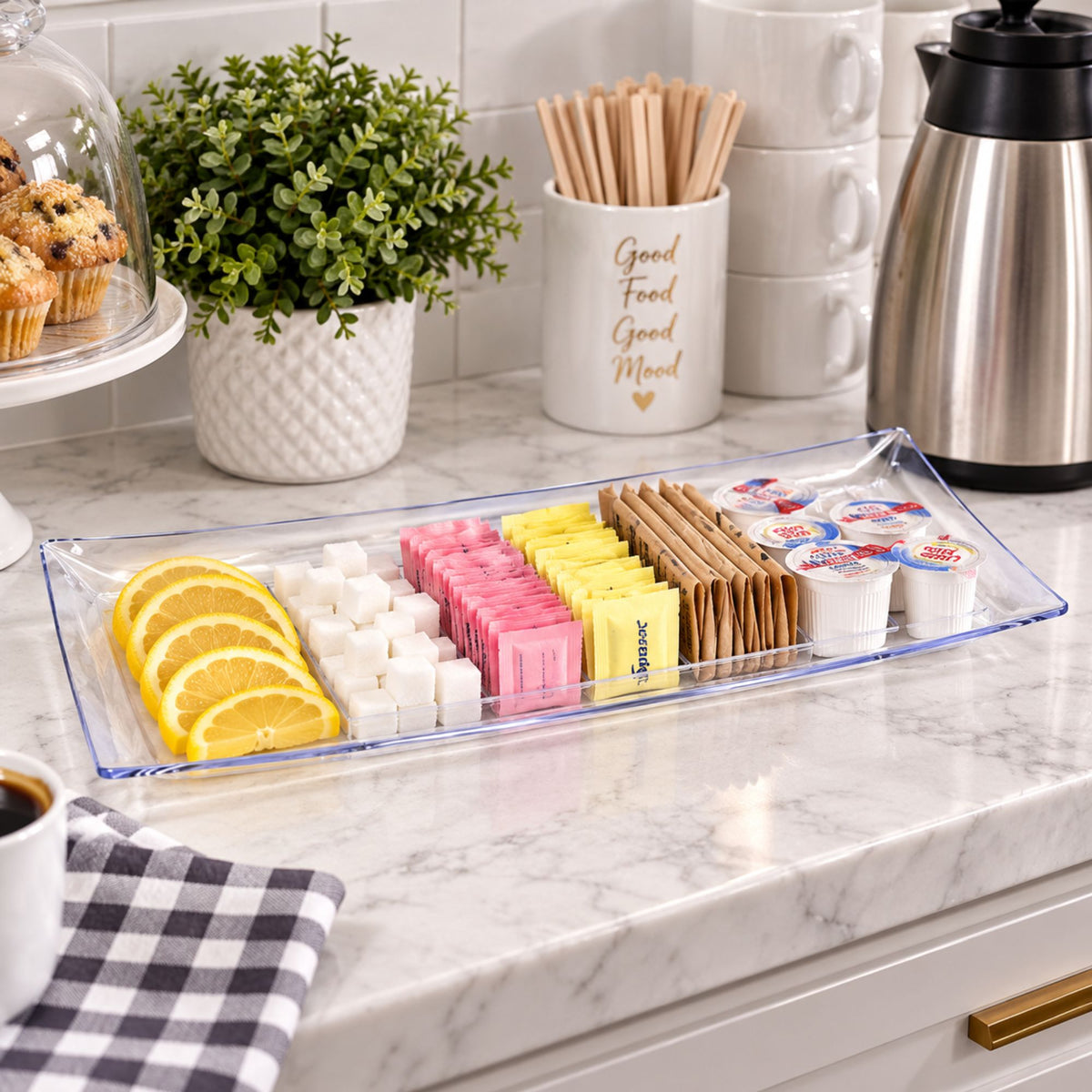 13" x 6.25" Rectangular Clear Plastic Condiment Tray – Elegant Serving Platter for Appetizers, Snacks, Desserts & Parties Disposable Serving Trays Lillian