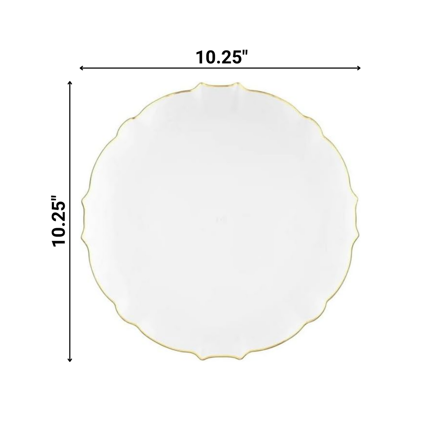 LUXE Collection White With Gold Rim 10.25" Premium Heavyweight Plastic Plates  VeZee   