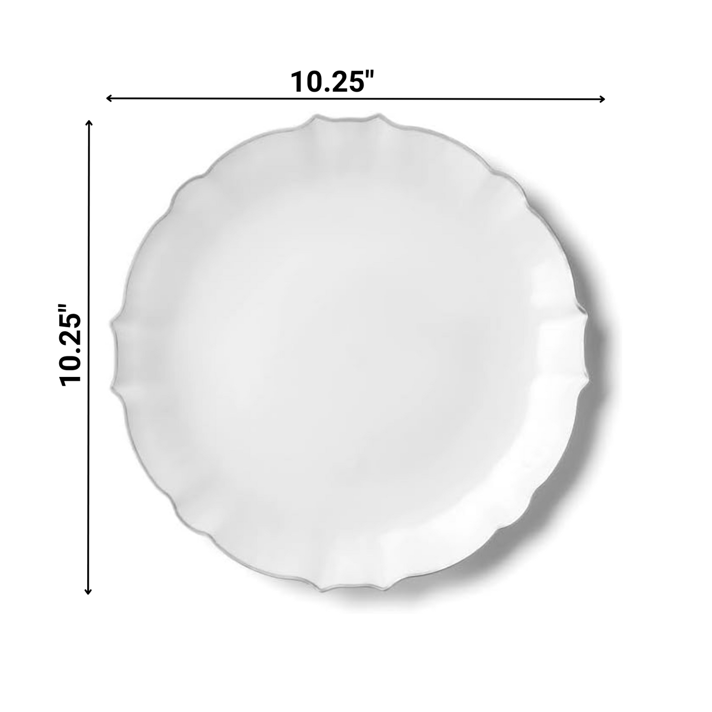 LUXE Collection White With Silver Rim 10.25" Premium Heavyweight Plastic Plates  VeZee   
