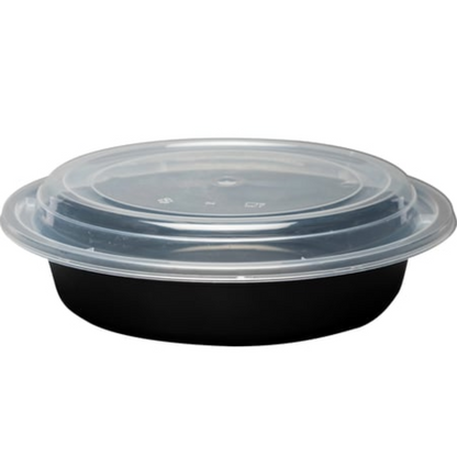24oz. Disposable Round Meal Prep/ Bento Box Containers with Clear Lids Food Storage & Serving VeZee   
