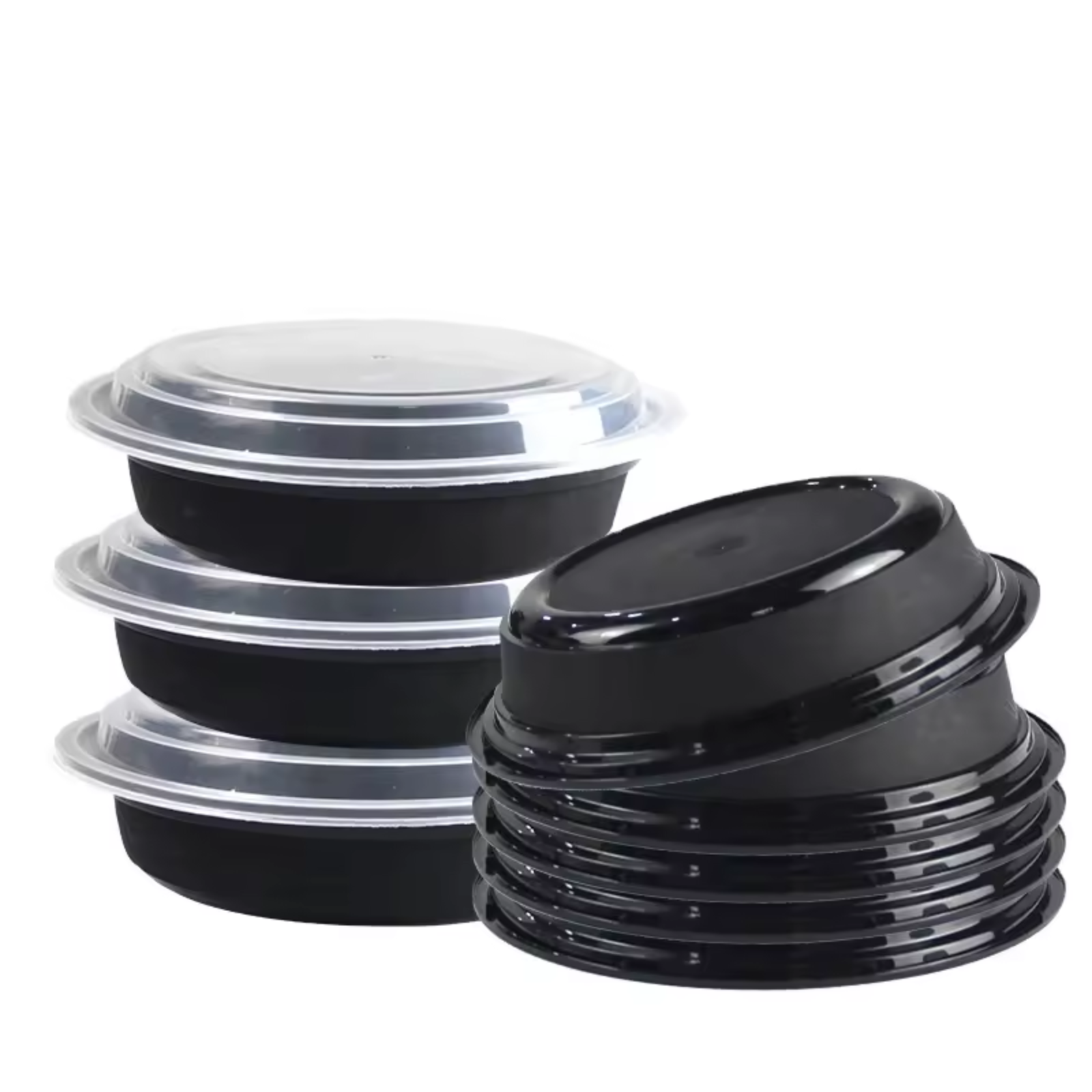 48oz. Disposable Round Meal Prep/ Bento Box Containers with Clear Lids Food Storage & Serving VeZee   
