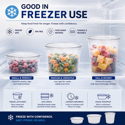*WHOLESALE* 32oz Lightweight Deli Containers with Lids Disposable Plastic 500/case Food Storage & Serving VeZee