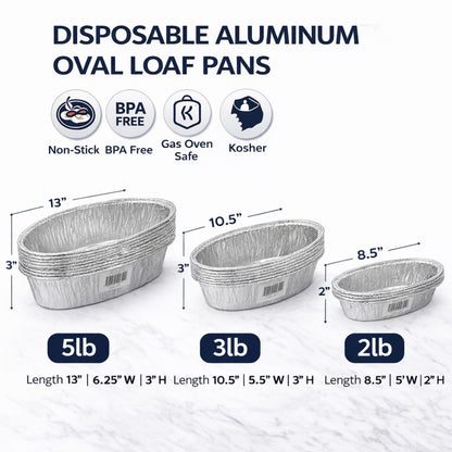 2lb Small Oval/Challa Loaf Pan Disposable Aluminum