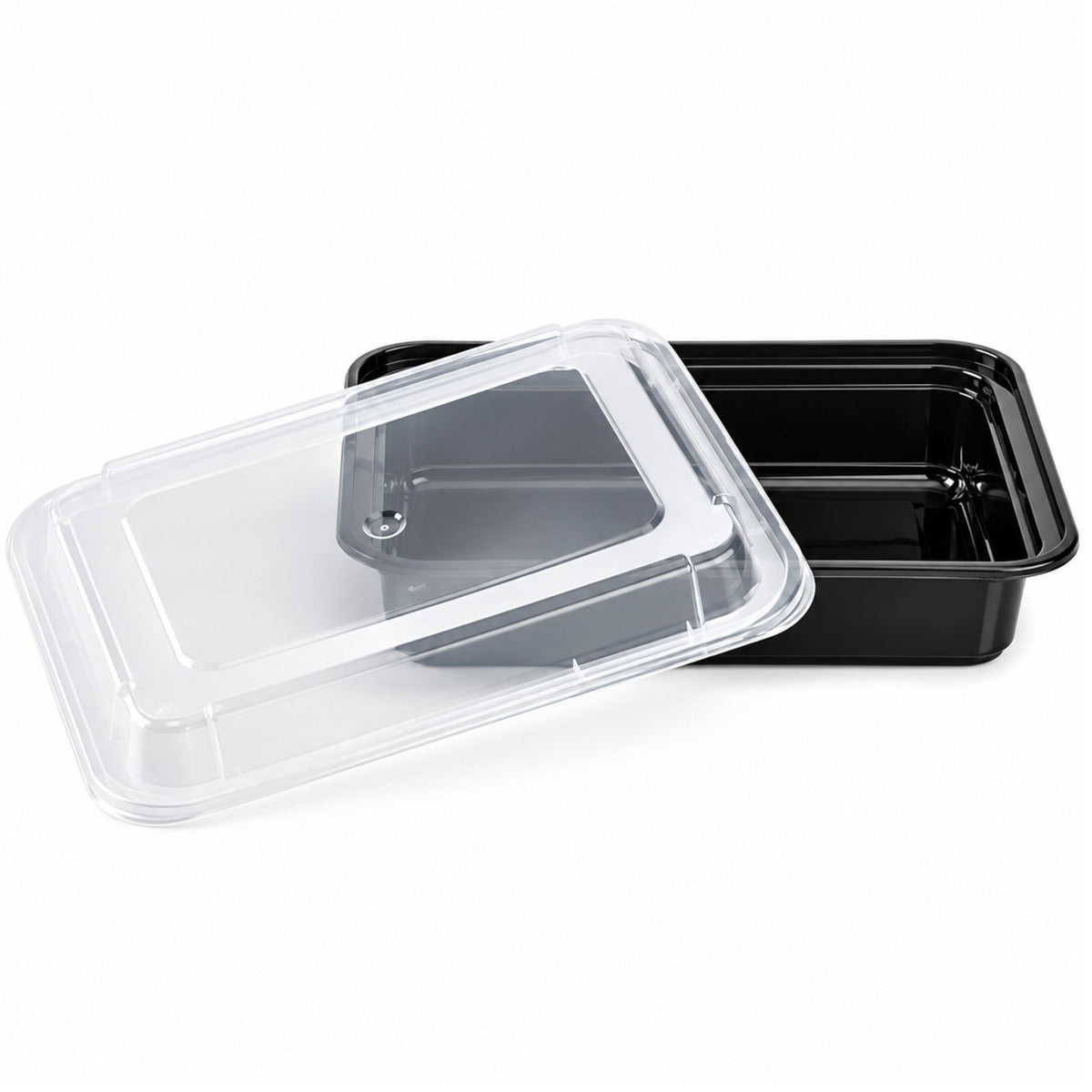 38oz. Rectangular Meal Prep/ Bento Box Containers with Lids Disposable Plastic Food Storage & Serving VeZee