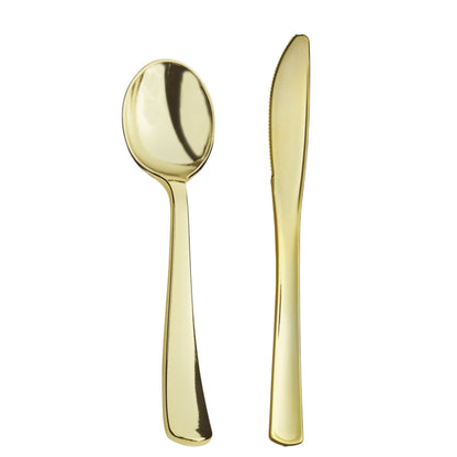 *BUY BULK* Lillian Polished Gold Spoon – Premium BPA-Free Plastic Disposable Cutlery Tablesettings Lillian Tablesettings