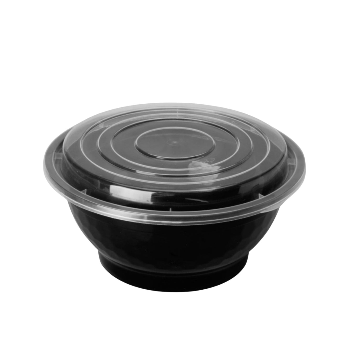 50oz Food Container Black Round Microwavable Heavy Weight Bowl with Lid – 20Pcs Food Storage & Serving VeZee