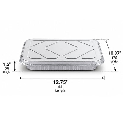 9×13 Half Size Shallow Disposable Aluminum Pans with Aluminum Lids Aluminum Pan with Lids VeZee