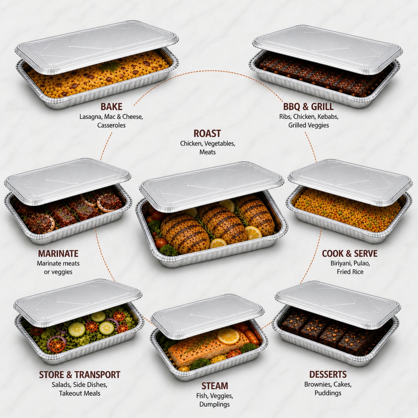 9×13 Half Size Shallow Disposable Aluminum Pans with Aluminum Lids Aluminum Pan with Lids VeZee