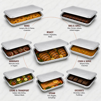 9×13 Half Size Shallow Disposable Aluminum Pans with Aluminum Lids Aluminum Pan with Lids VeZee