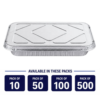 9×13 Half Size Shallow Disposable Aluminum Pans with Aluminum Lids Aluminum Pan with Lids VeZee
