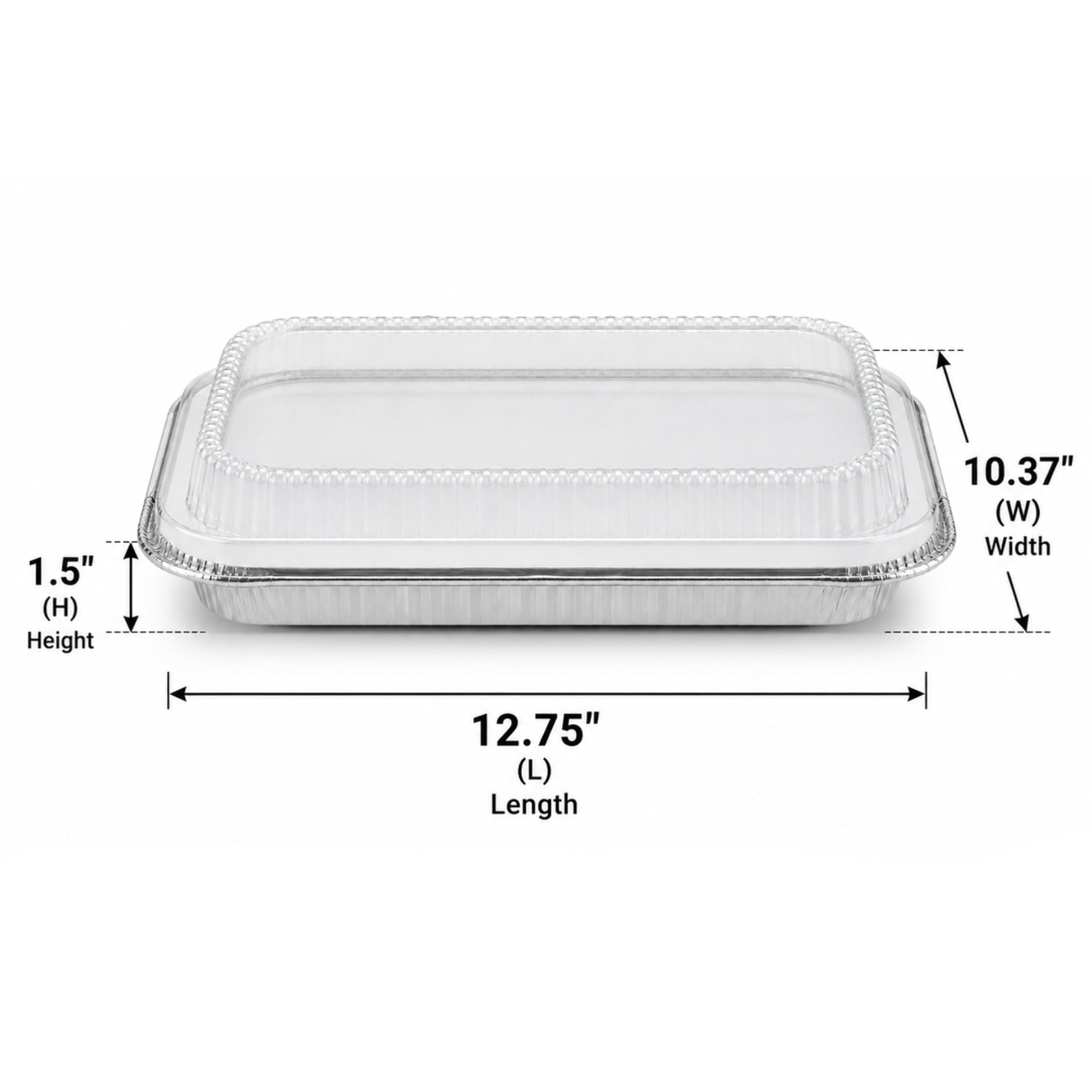 9×13 Half Size Shallow Disposable Aluminum Pans with Dome Lids Aluminum Pans with Lids VeZee