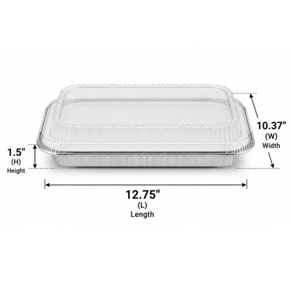 9×13 Half Size Shallow Disposable Aluminum Pans with Dome Lids Aluminum Pans with Lids VeZee