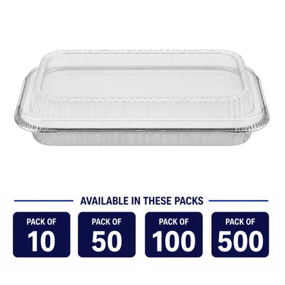 9×13 Half Size Shallow Disposable Aluminum Pans with Dome Lids Aluminum Pans with Lids VeZee