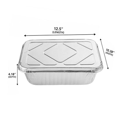 9X13 Half Size Extra Deep Extra Heavy Weight Disposable Aluminum Pan with Lids Aluminum Pan with Lids VeZee