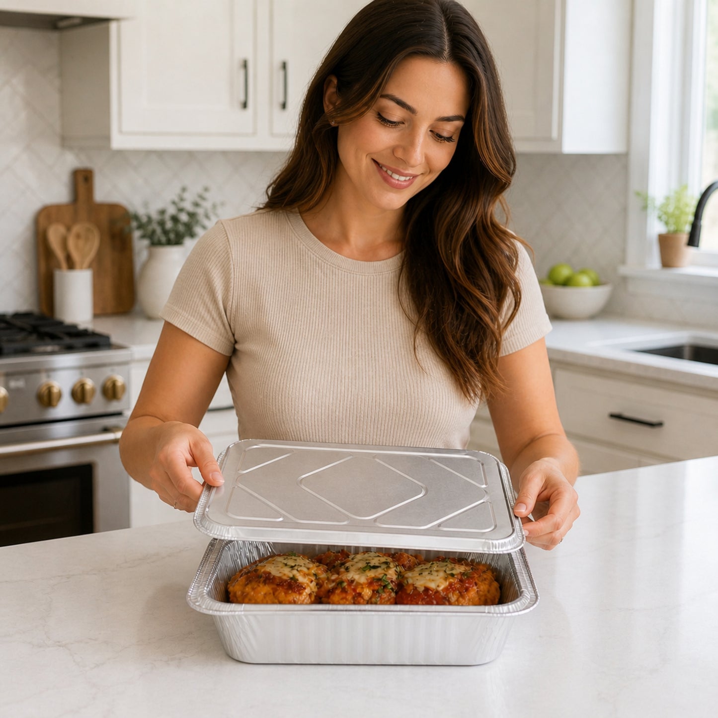 9X13 Half Size Extra Deep Extra Heavy Weight Disposable Aluminum Pan with Lids Aluminum Pan with Lids VeZee