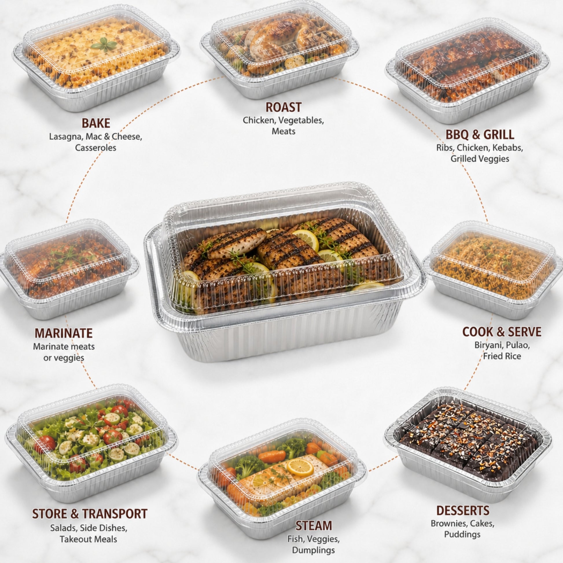 9X13 Extra Deep and Heavy Weight Disposable Aluminum Pan with Dome Lid Aluminum Pan with Lids VeZee