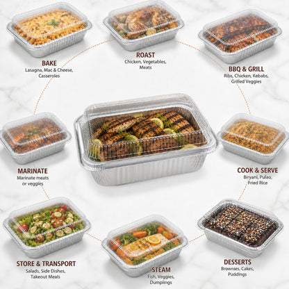 9X13 Extra Deep and Heavy Weight Disposable Aluminum Pan with Dome Lid Aluminum Pan with Lids VeZee