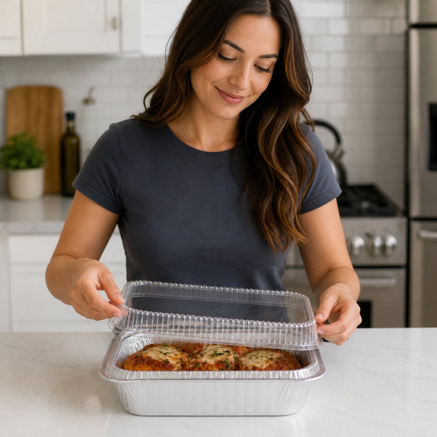 9X13 Extra Deep and Heavy Weight Disposable Aluminum Pan with Dome Lid Aluminum Pan with Lids VeZee