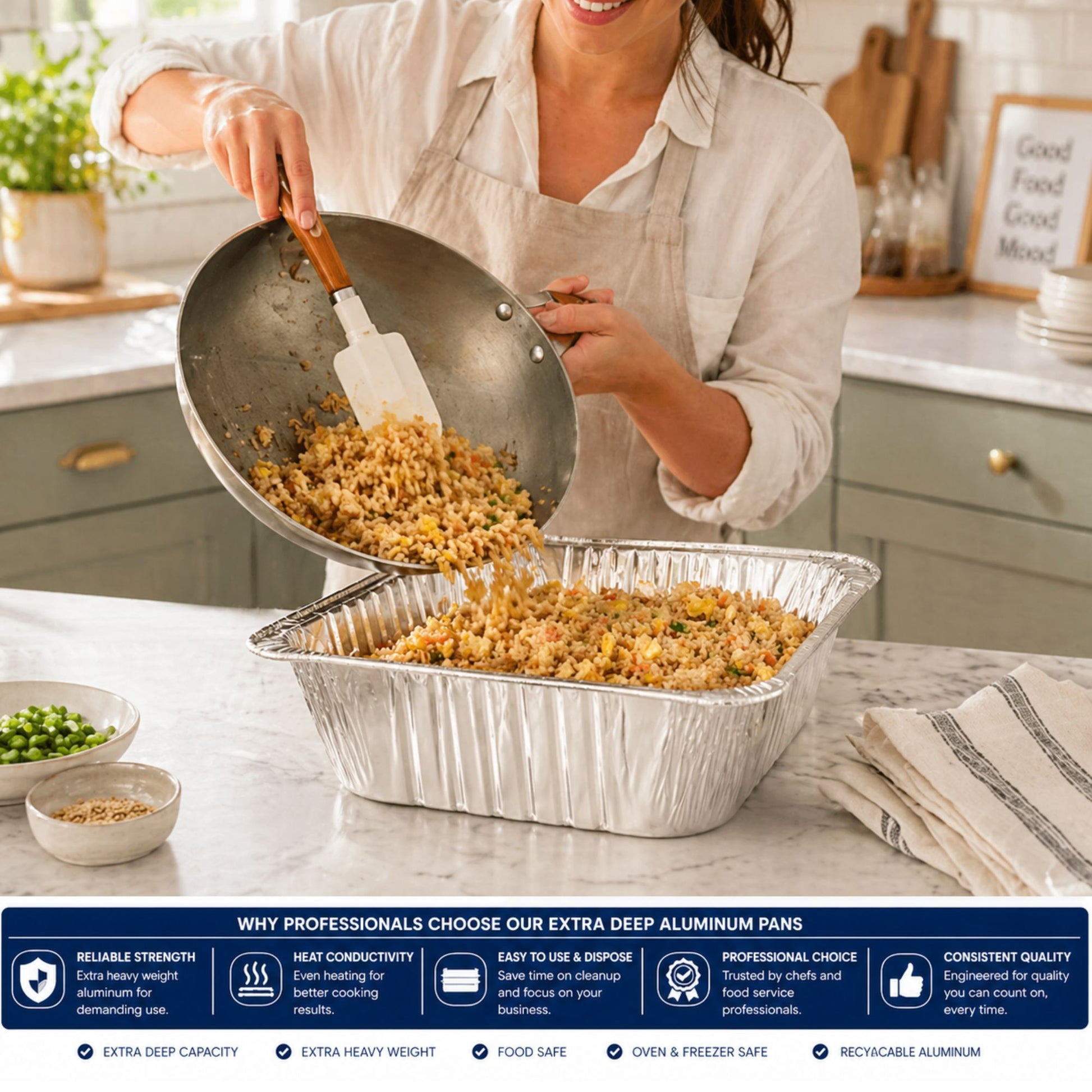 *WHOLESALE* 9 x 13” Half Size Extra-Deep Extra-Heavy Disposable Aluminum Pans 100ct/case Disposable Roasting Pans VeZee