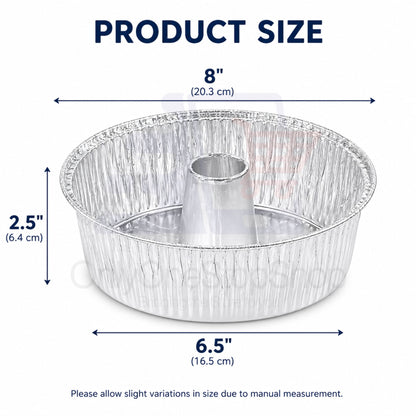 *WHOLESALE* 8" Angel Tube Aluminum Foil Pan Disposable 100/Case Cake Pans & Molds VeZee