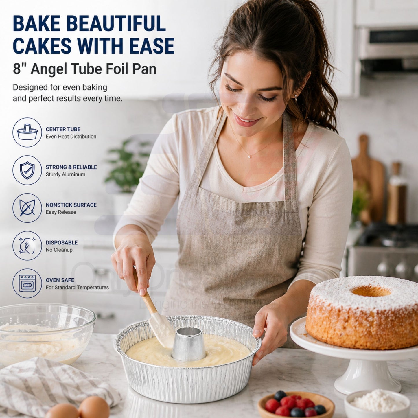 *WHOLESALE* 8" Angel Tube Aluminum Foil Pan Disposable 100/Case Cake Pans & Molds VeZee