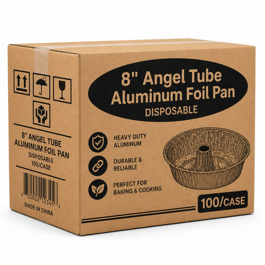 *WHOLESALE* 8" Angel Tube Aluminum Foil Pan Disposable 100/Case Cake Pans & Molds VeZee