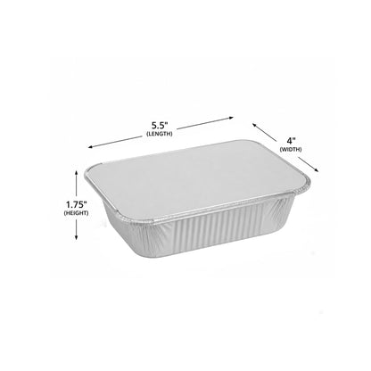 1Lb Oblong Aluminum Pan 5.5"x 4" Disposable with Board Lid Aluminum Pans with Lids VeZee